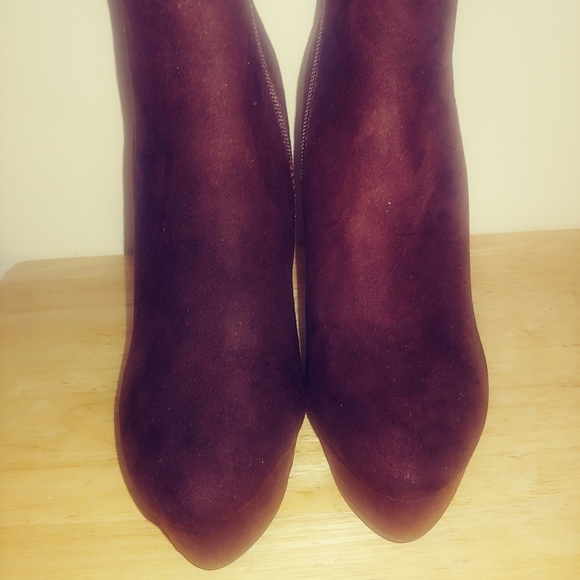 Brown Suede High Heel Boots - Picture 2 of 5